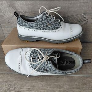 FootJoy Golf Shoes Women DRYJOYS Premiere Series Size 7 Leopard Print Soft Spike